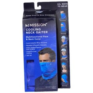 MISSION Cooling‎ Neck Gaiter Multifunctional Face & Neck Cover Blue UPF 50 (AD)